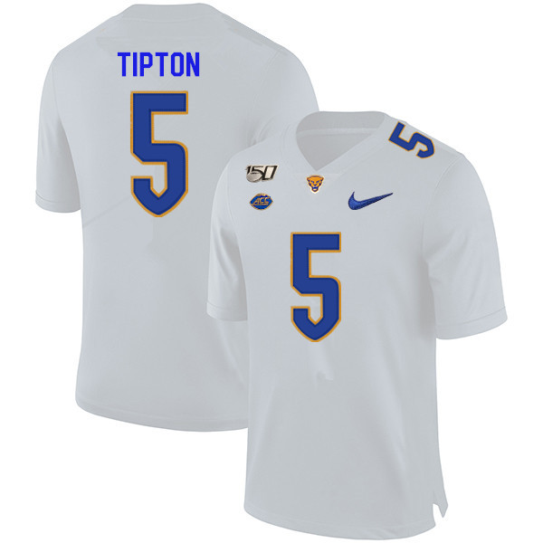 2019 Men #5 Tre Tipton Pitt Panthers College Football Jerseys Sale-White